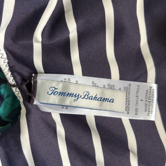 Tommy Bahama Reversible One Piece Lace Up Swimsuit Floral Stripes Size 8 - Picture 12 of 14